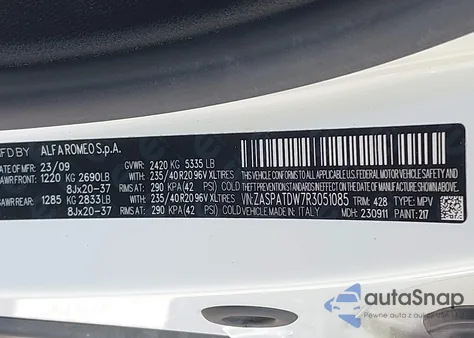 2024 Alfa Romeo Tonale Veloce z USA, uszkodzony, nr VIN ZASPATDW7R3051085